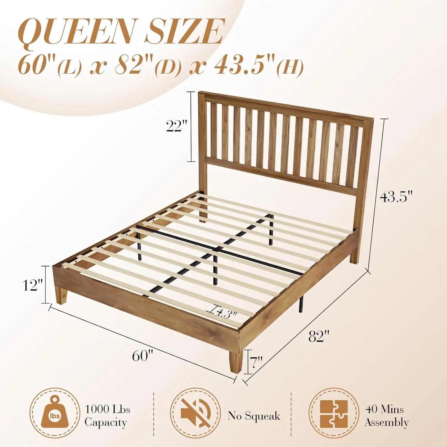Queen Size Wood Bed