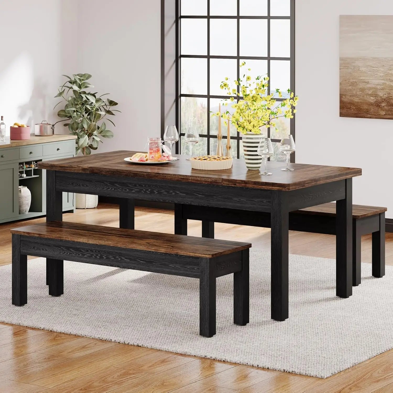 Dining Table with 2 Benches