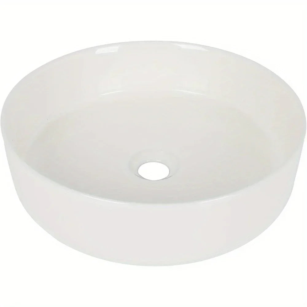 White Ceramic Round Countertop Sink  Sink/Without Faucet