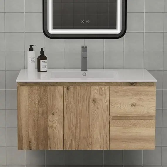 Wall-Mounted Bathroom Vanity with Sink (2 Soft-Close Drawers and Doors)
