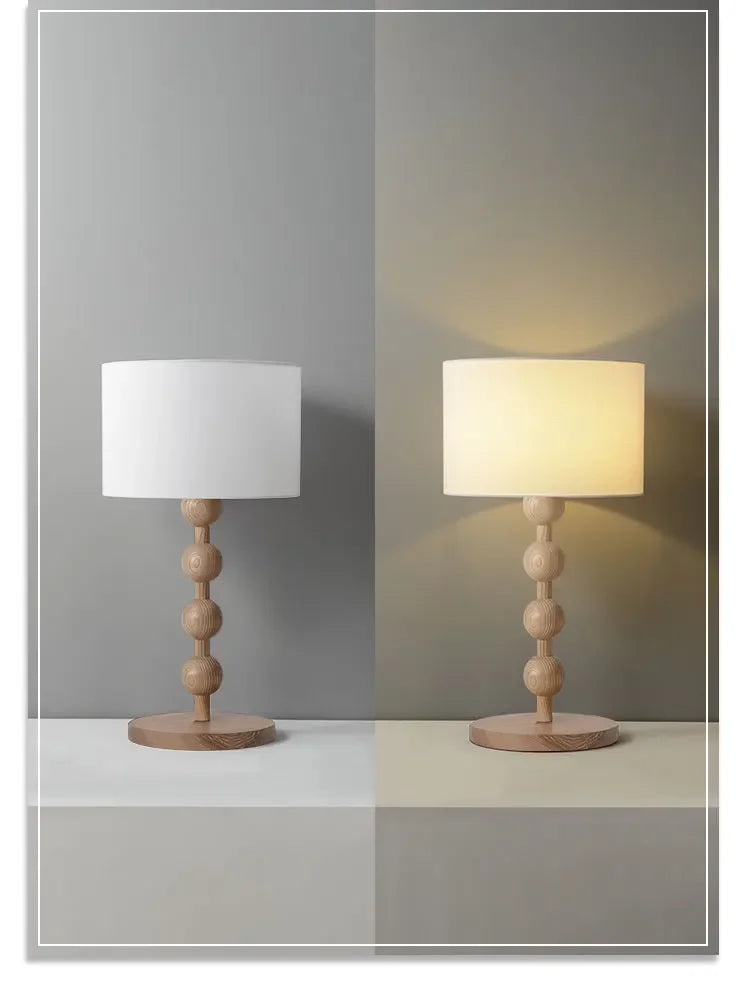 Vintage Floor Lamp Fabric and Wood Vertical Light