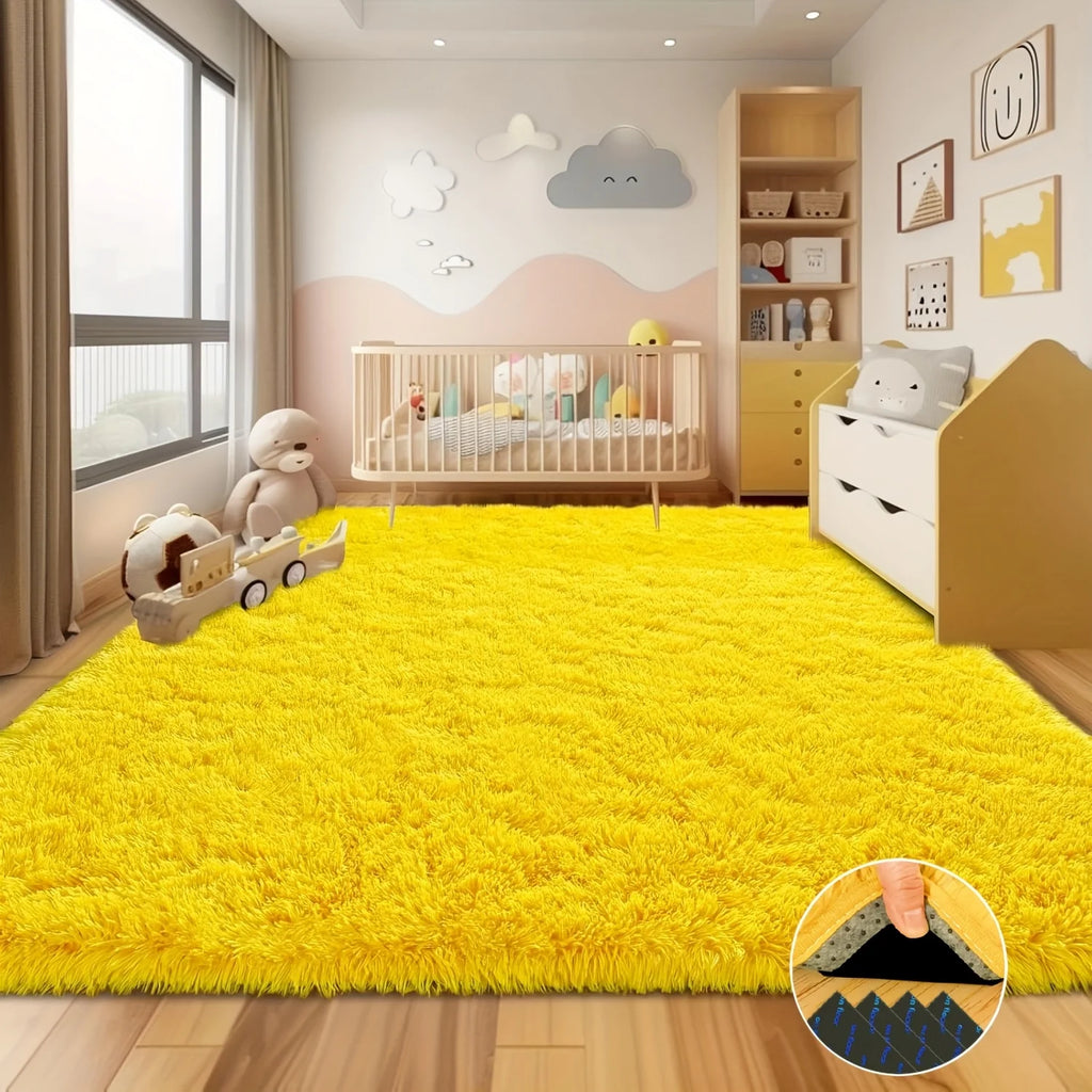 Yellow Soft Shaggy Non-Slip Rug