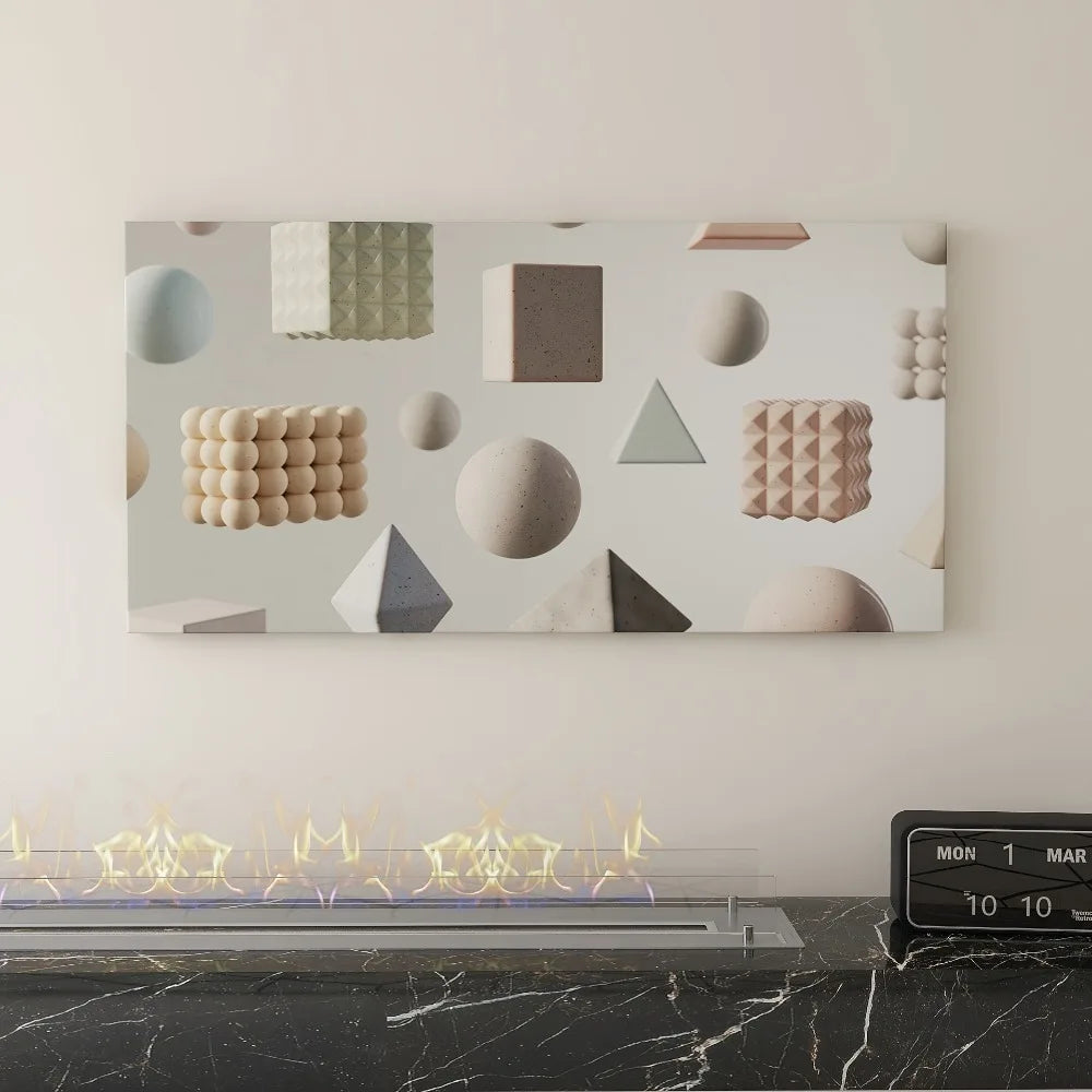 Geometric abstract poster w/1.5 "thick pine solid wood frame