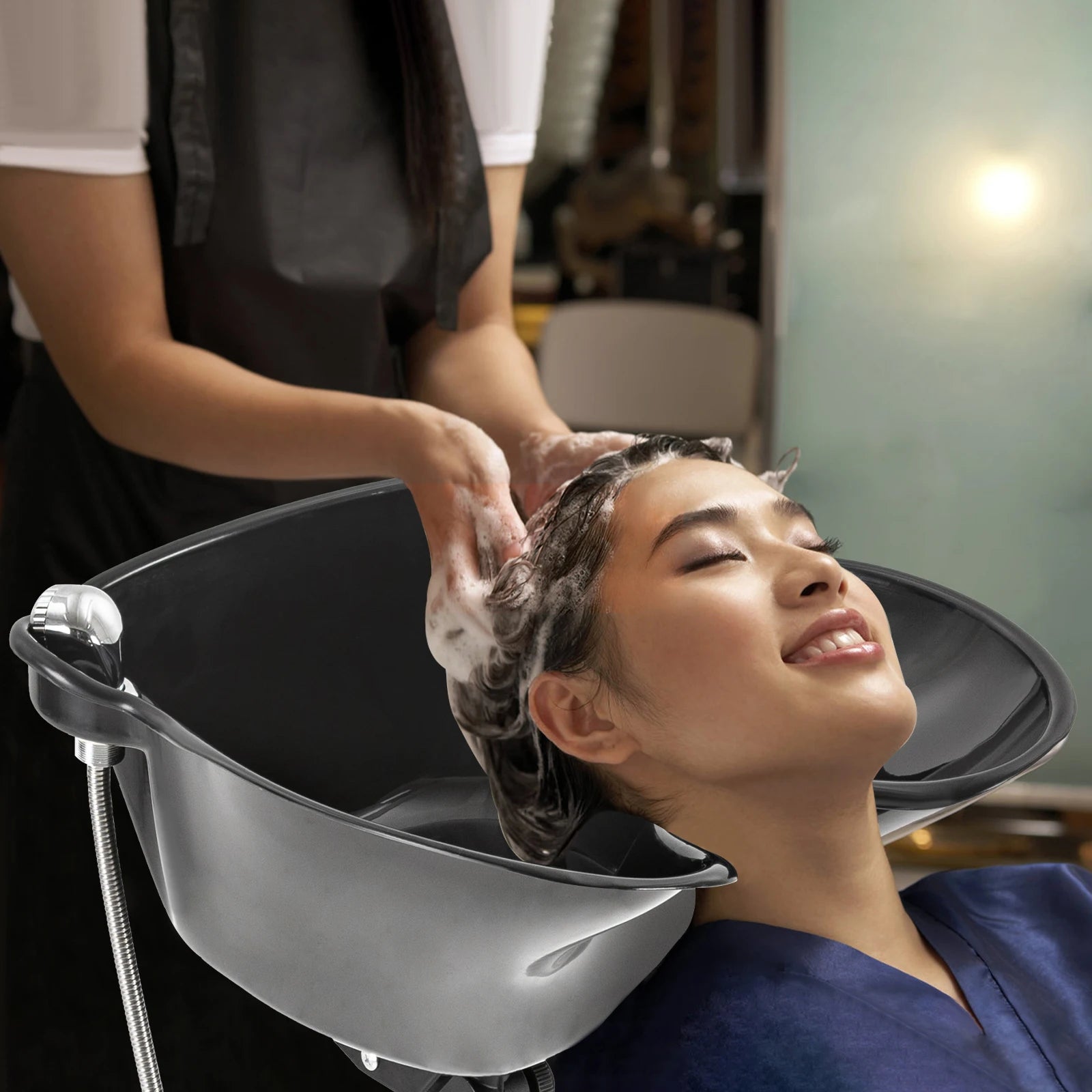 Mobile Hair Wash Portable Shampoo Basin Height Adjustable