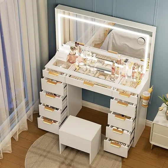 Illuminated Makeup Vanity Desk with 11 Drawers