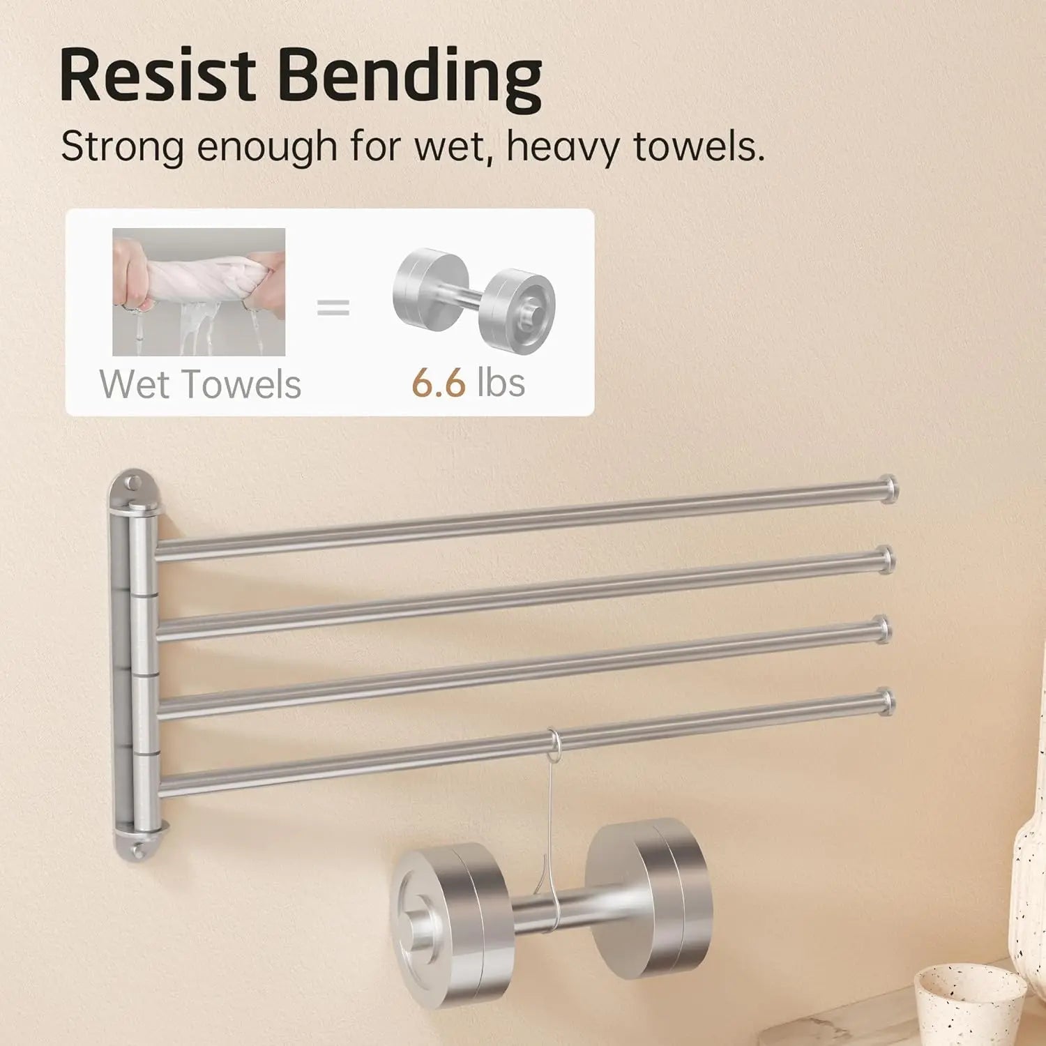 Extra-long rotating towel bar