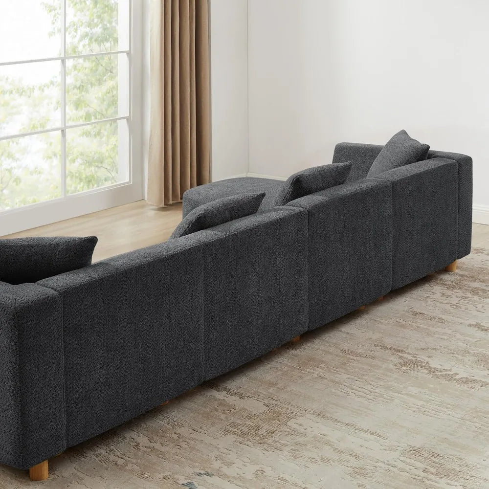 113" Sectional Sofa with 4 Pillows
