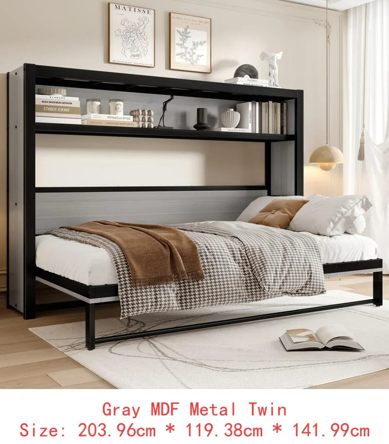 Twin Murphy Bed with Shelves