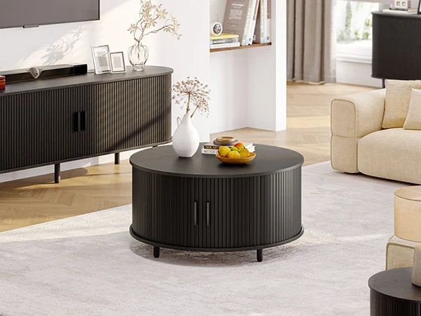 Round Coffee Table with Storage,31.5"