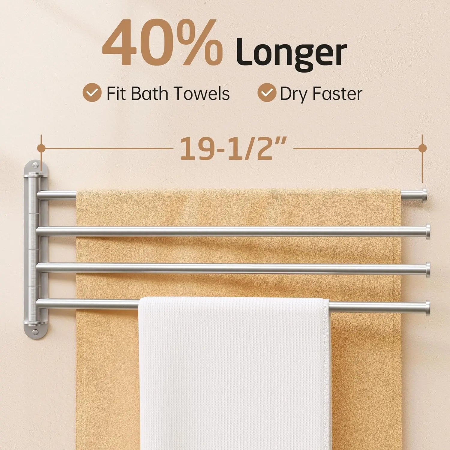Extra-long rotating towel bar