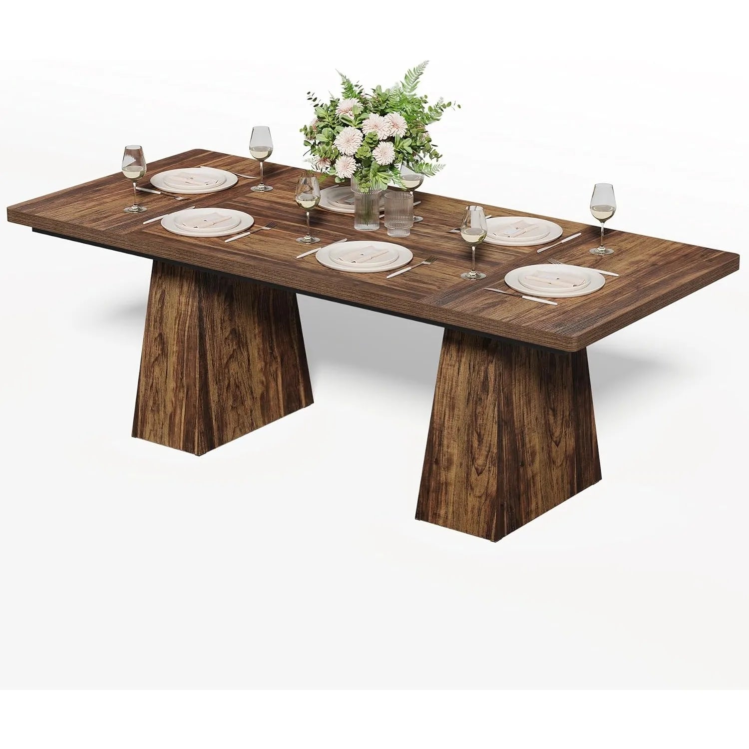 Dining Table for 6 People,Rectangle Table with Heavy Duty Legs