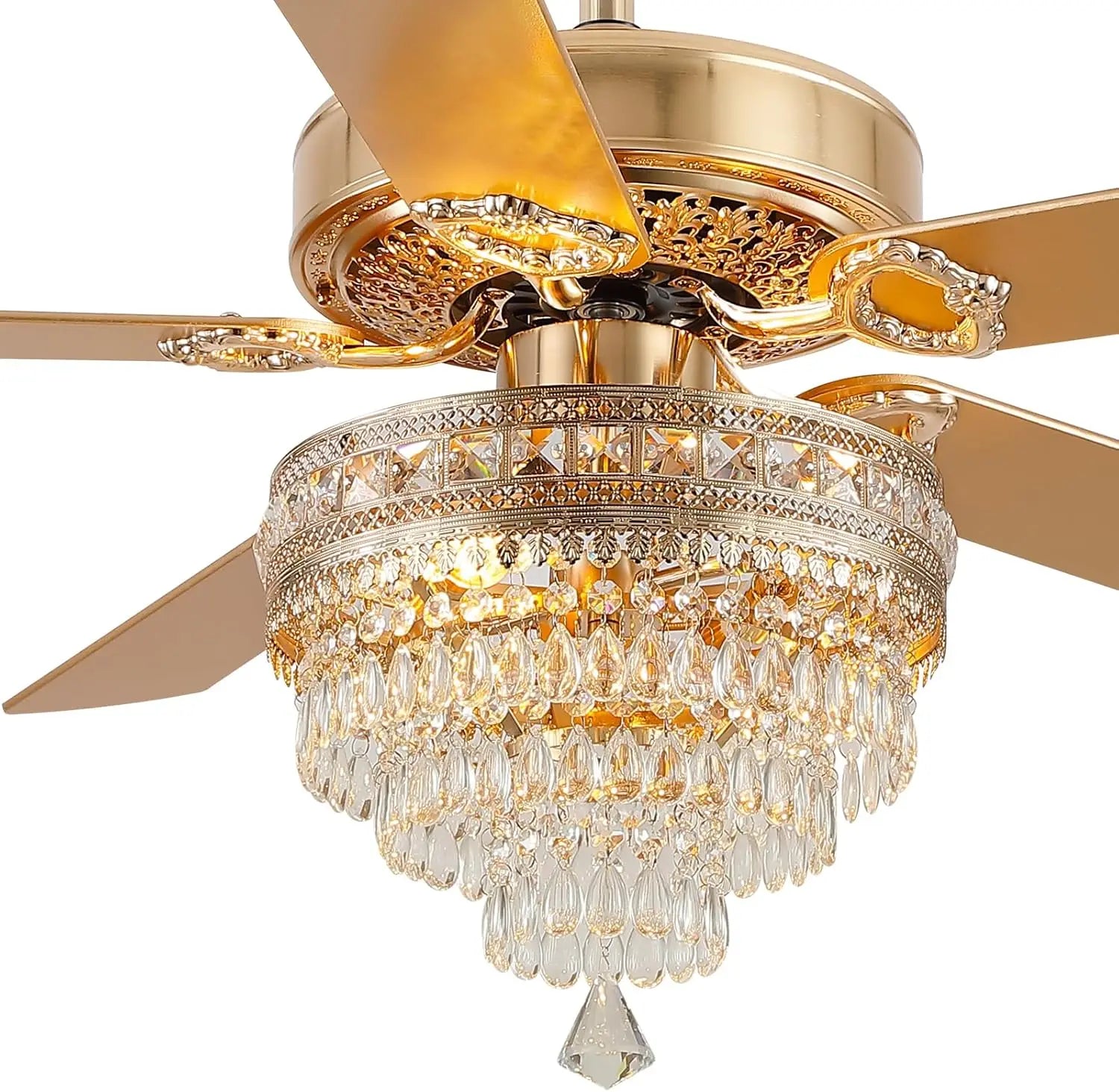 Crystal Ceiling Fan Fandelier with Lights - 52"