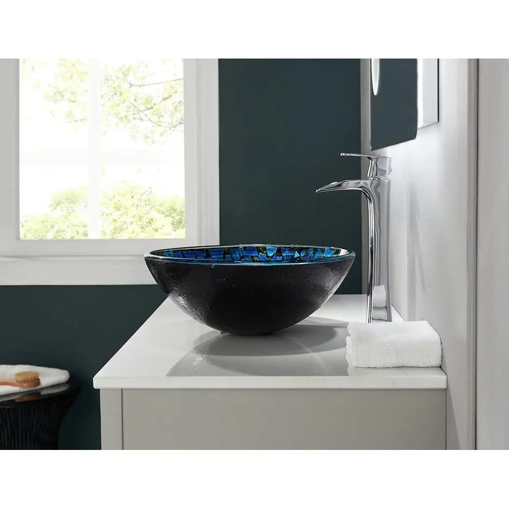Mosaic Glass Starry Blue Vessel Bathroom Sink