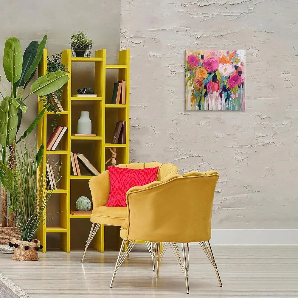 Urban Paint Bouquet Canvas Wall Art (17x17 Inches)