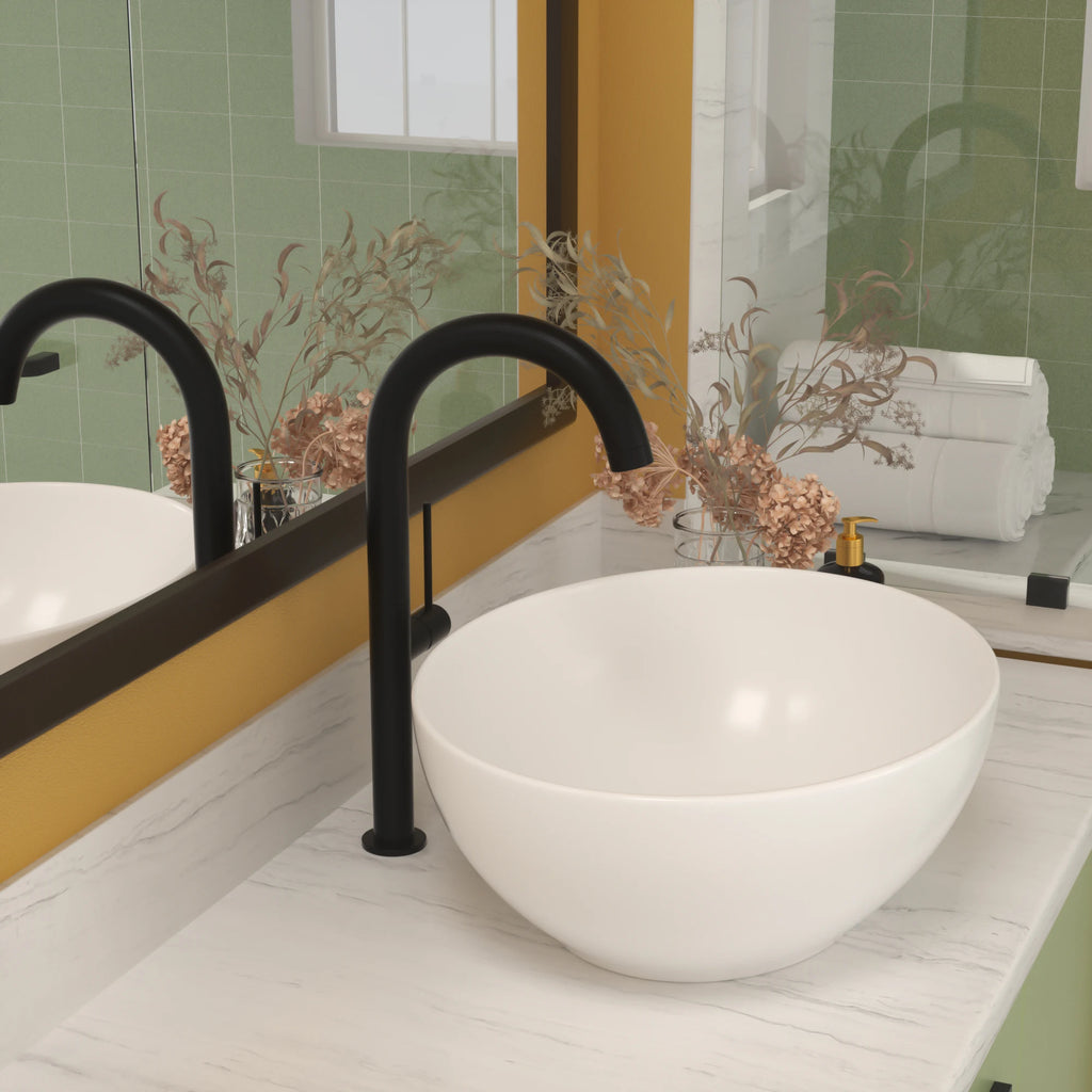 White Ceramic Modern Oval Bathroom Sink