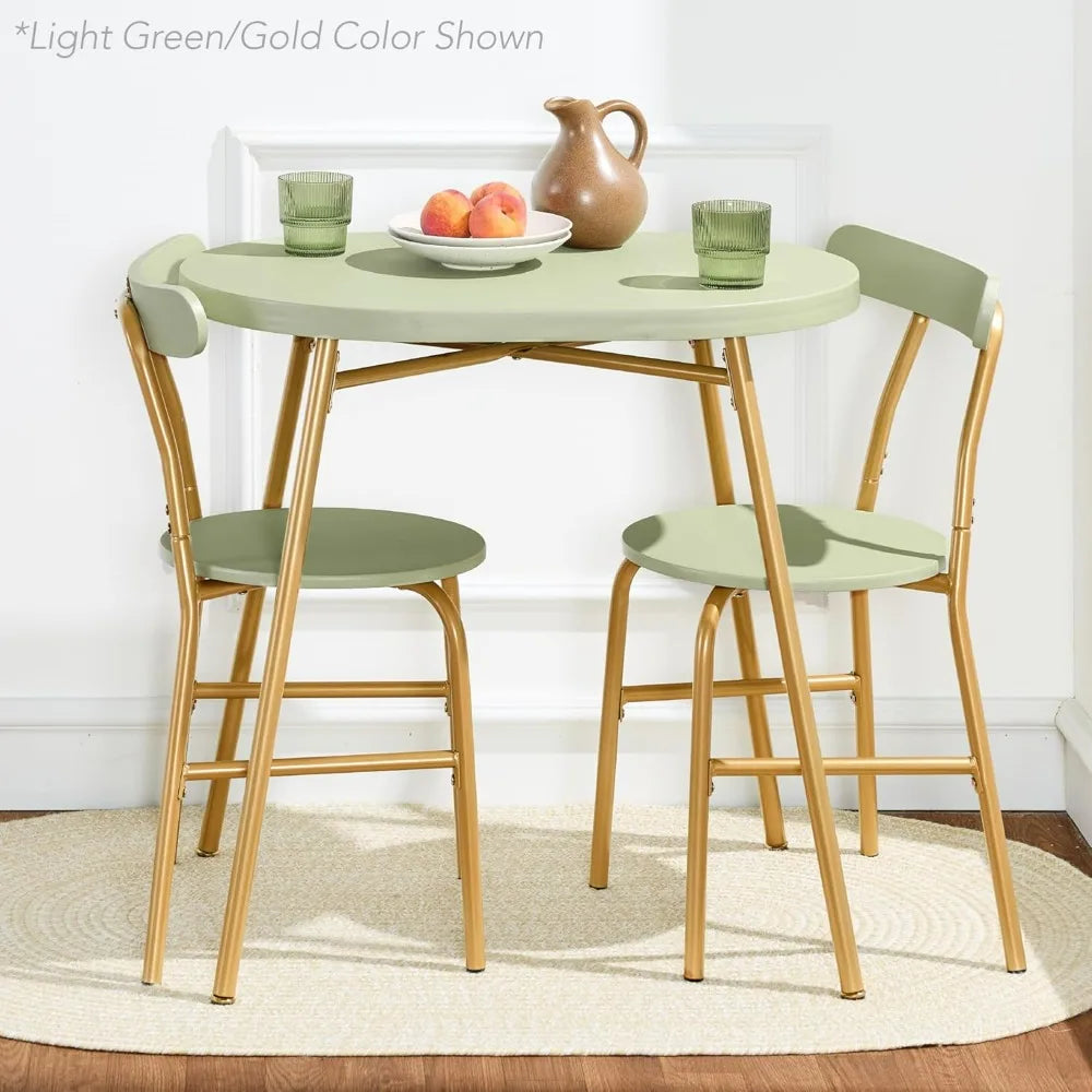 Modern Oval Dining Table Set w/ 2 Chairs