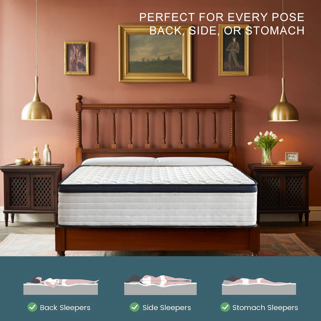 10/12/14 Inch Queen King Full Size Hybrid Mattress