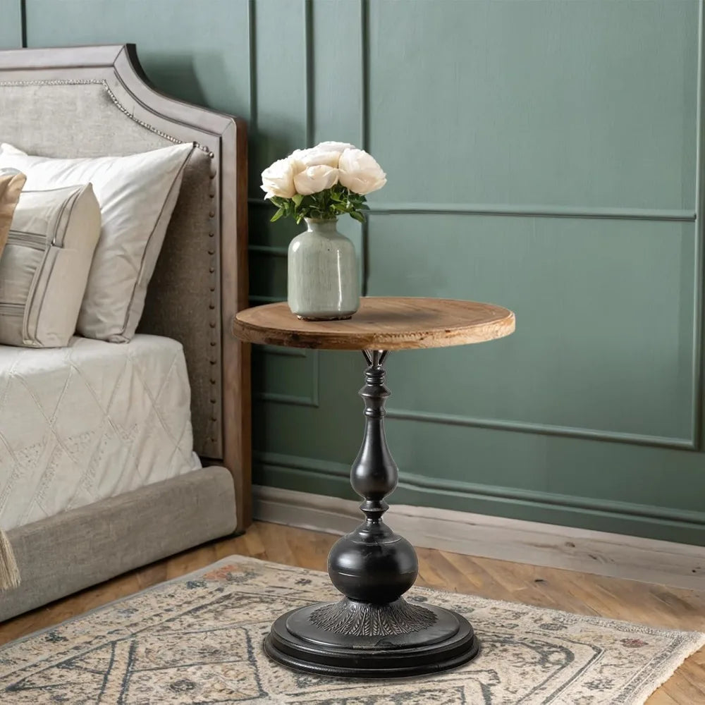 Classic Circular Rustic-Style Side Table