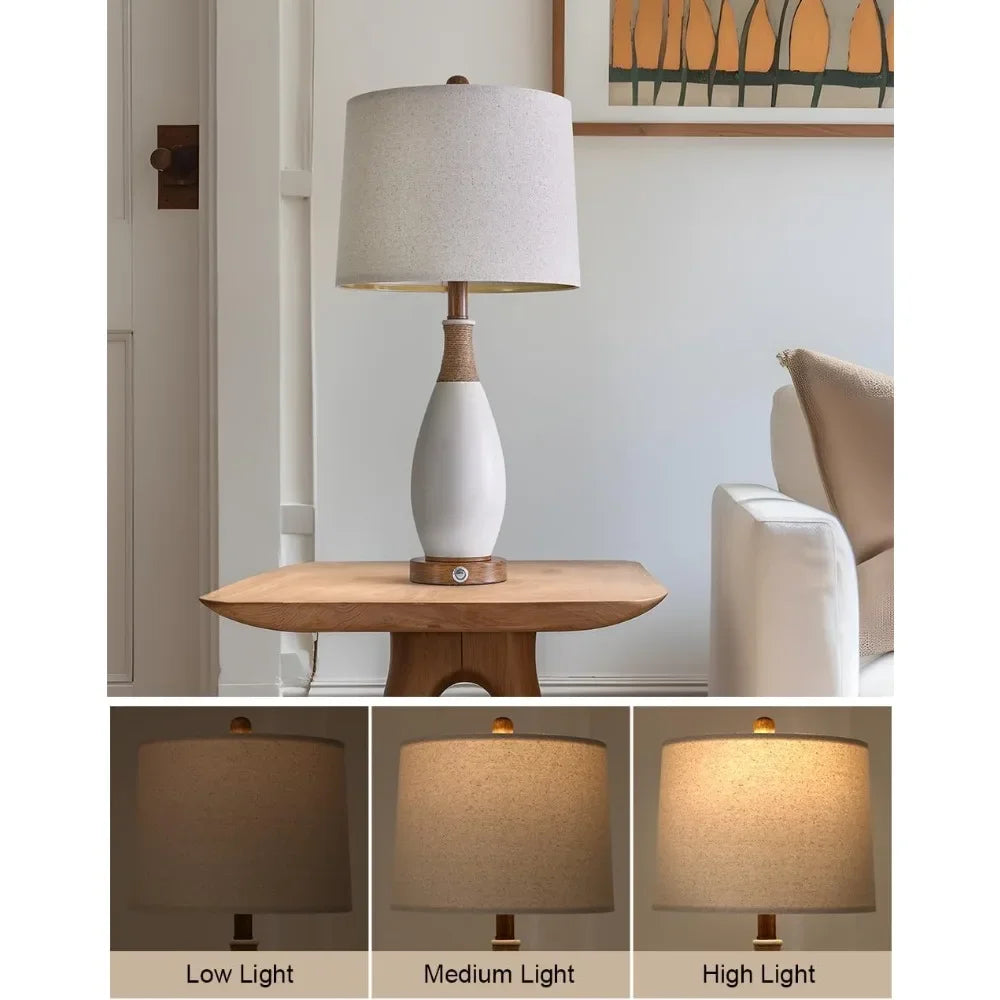 3-Way Dimmable Touch Control Table Lamp (Set Of 2) W/USB & Type-C Charging Ports