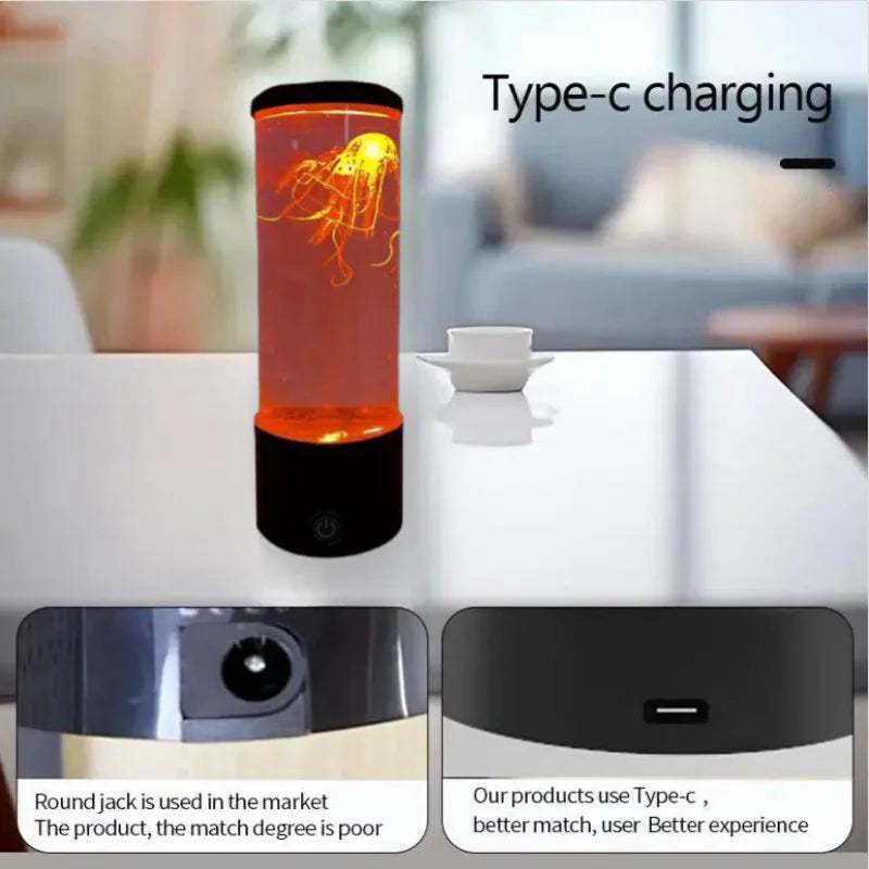 Aquarium Mood Lamp with Floating Jellyfish