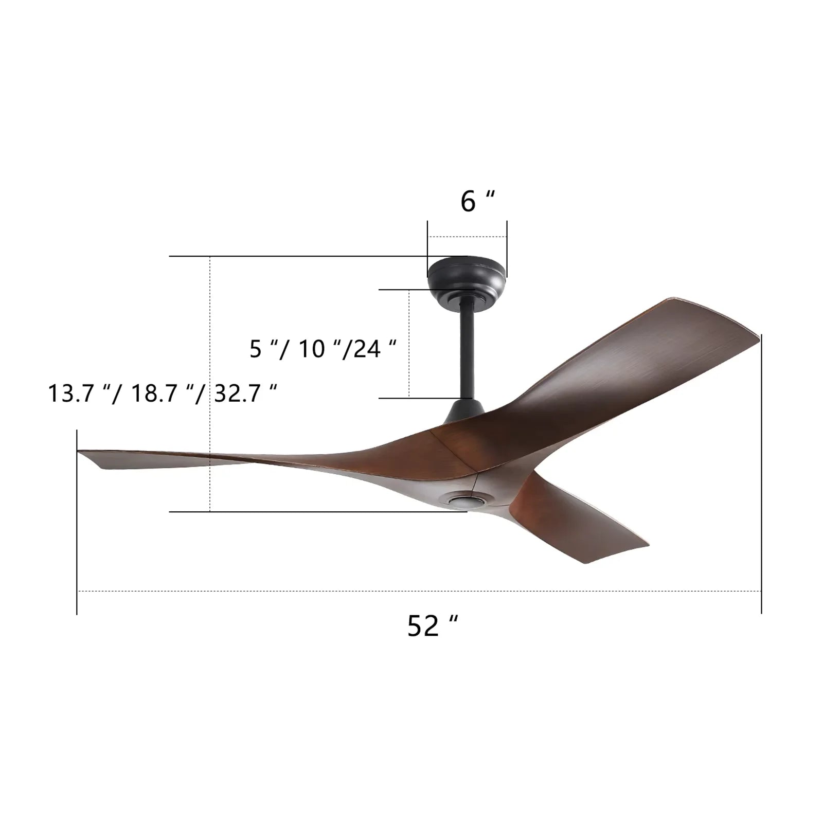 Modern 52-inch Ceiling fan  DC 6-speed high wind with remote control for rooms