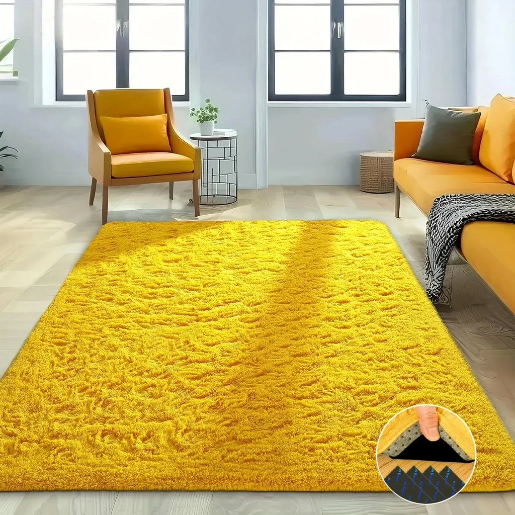 Yellow Soft Shaggy Non-Slip Rug