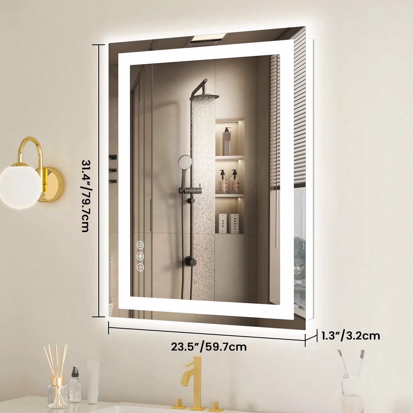 LED Bathroom Vanity Mirror Tempered Glass w/Front Light and Backlit