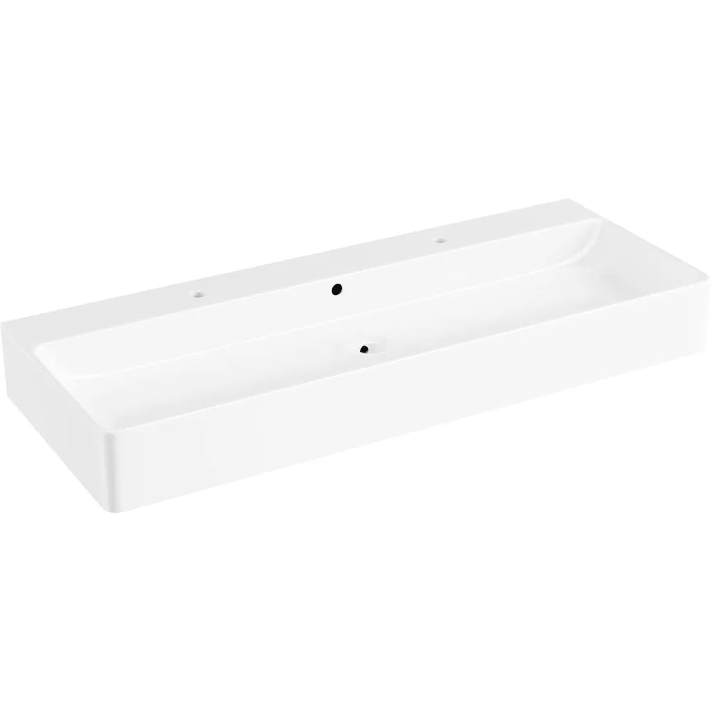 White Porcelain Ceramic Rectangular Floating Wall Mount Vessel Sink