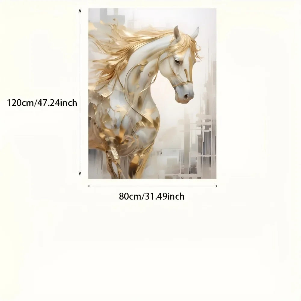 Frameless Retro Golden Horse Wall Art Painting