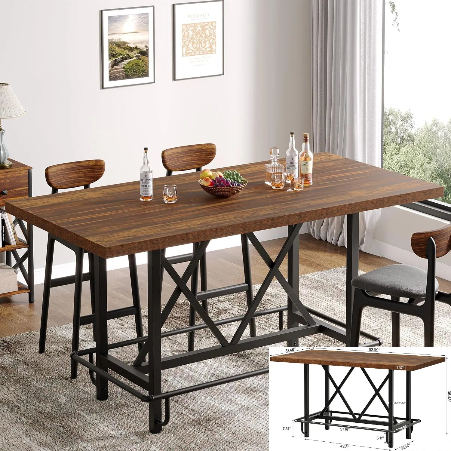 Large Rectangular Tabletop Dining Table for 4-6