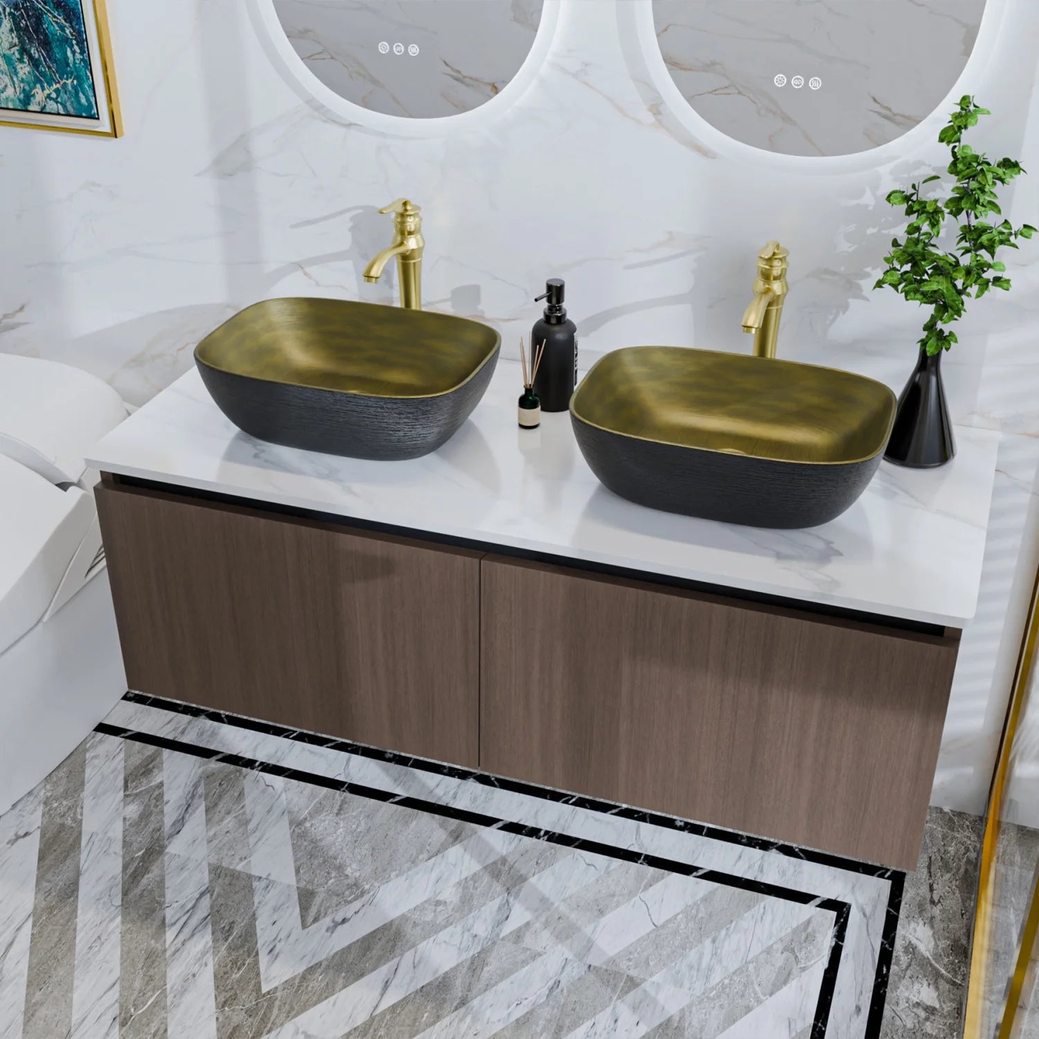 Modern Floating Bathroom Vanity Sink Combo Wall Cabinet Set