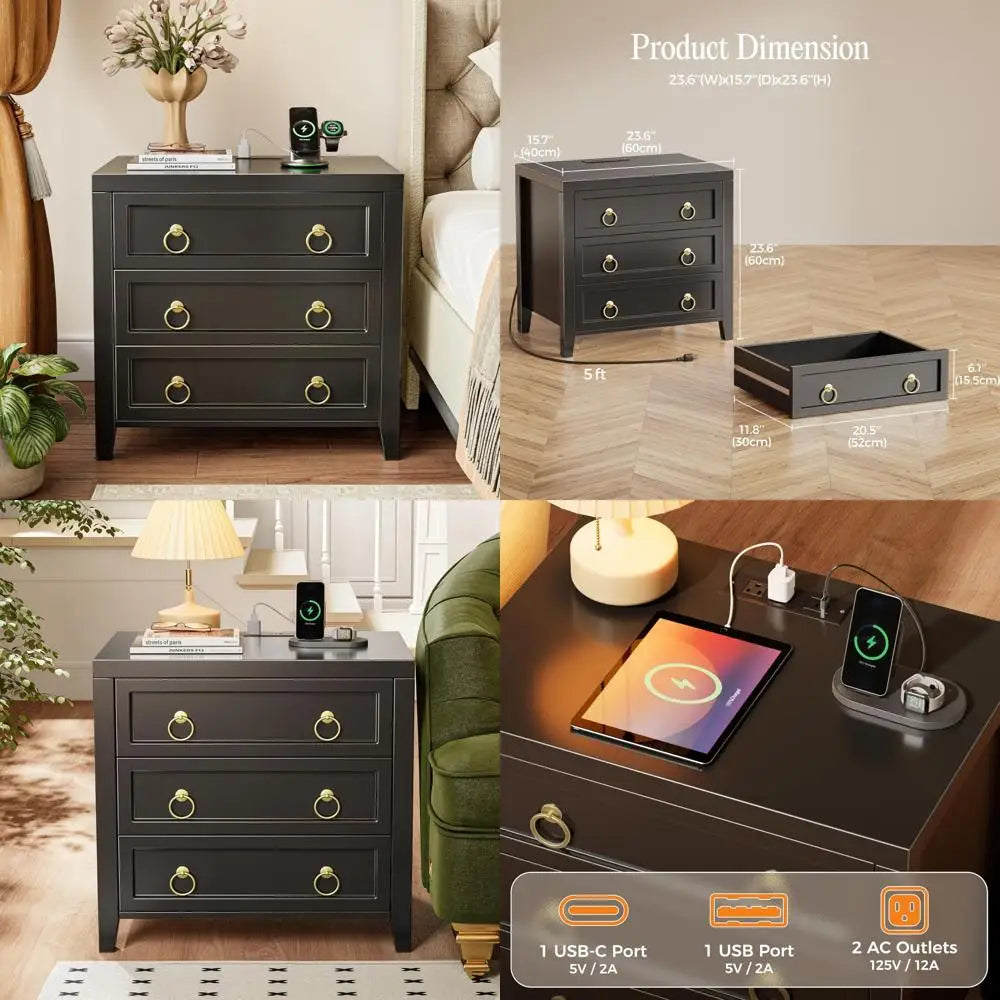 Nightstand with Charging Station and USB-C Port
