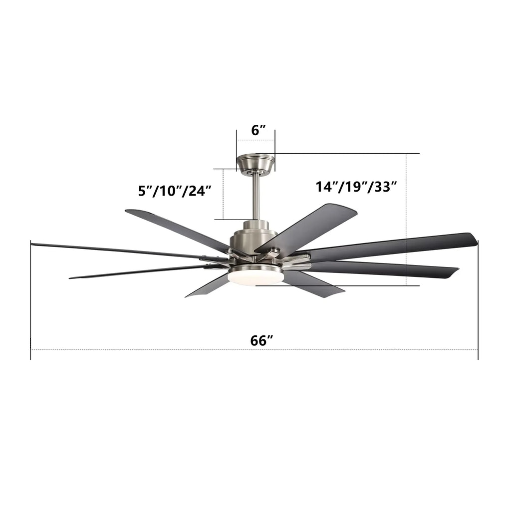 Modern 66-inch Ceiling fan with LED DC  with remote control