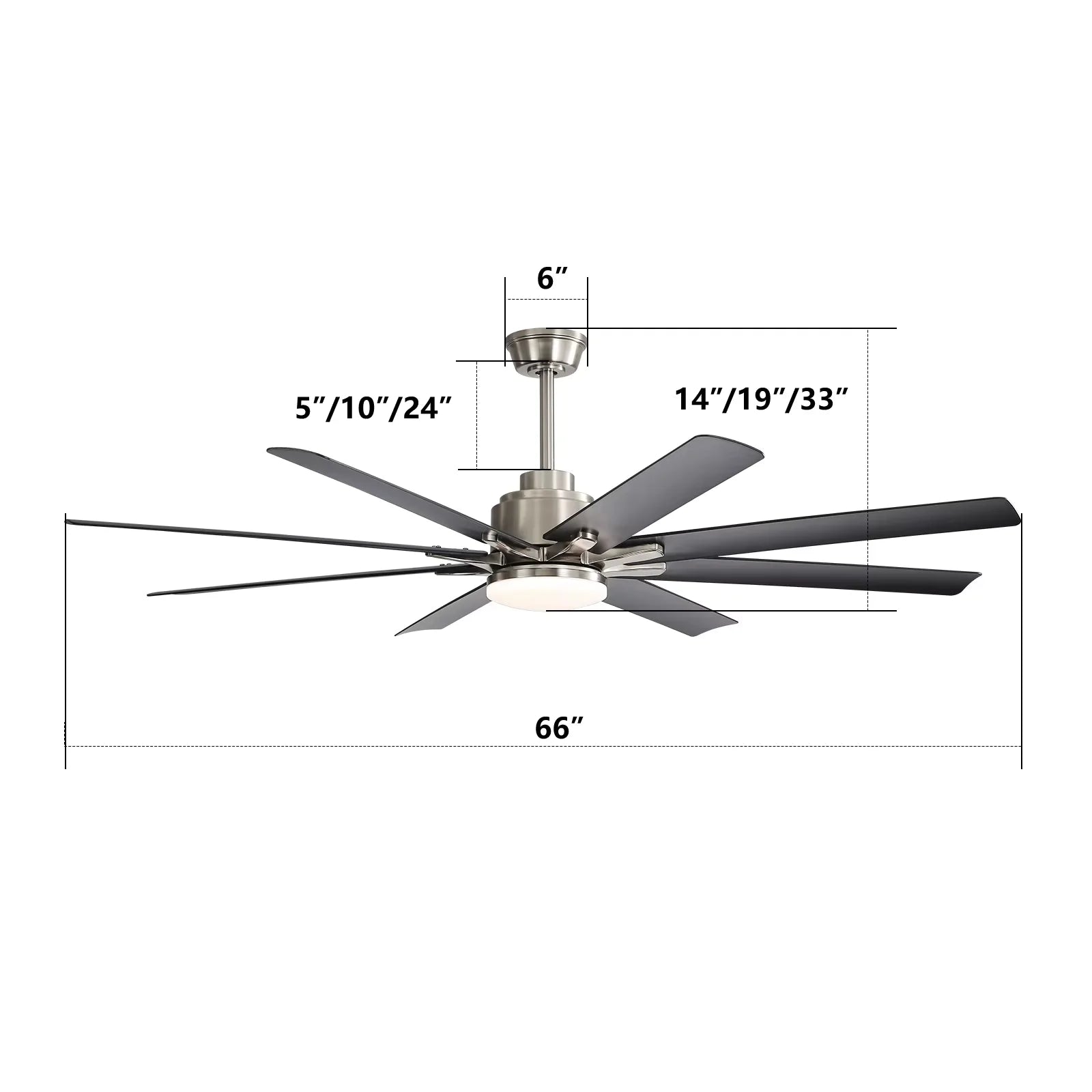 Modern 66-inch Ceiling fan with LED DC  with remote control