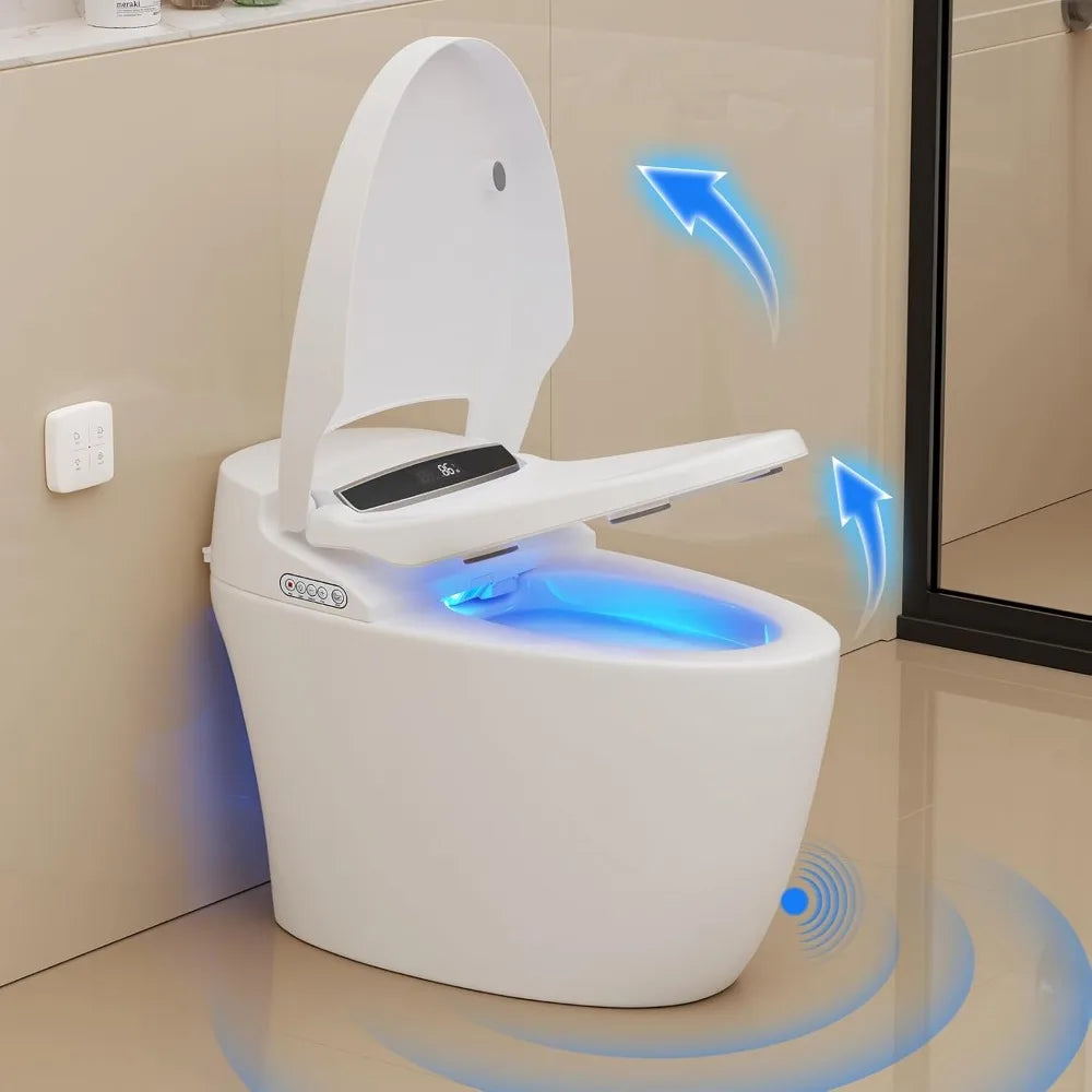 Modern One-Piece Tankless Smart Toilet with Heated Seat and Night Light
