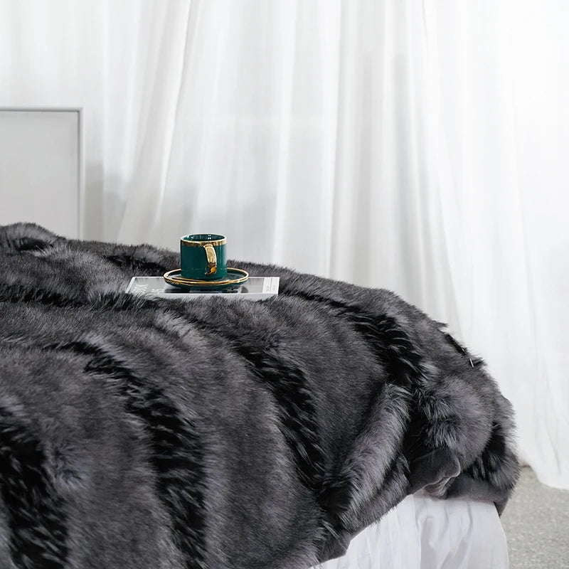 Luxury Faux Fur Fluffy No Hair Loss Blankets for Beds Sofa Cover Living Room Bedroom Natural Soft  High-end Decorative Blanket