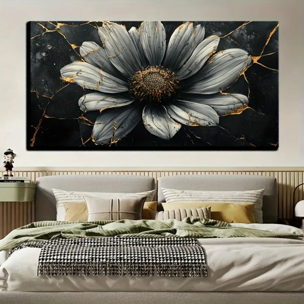 Gold abstract plant wall art