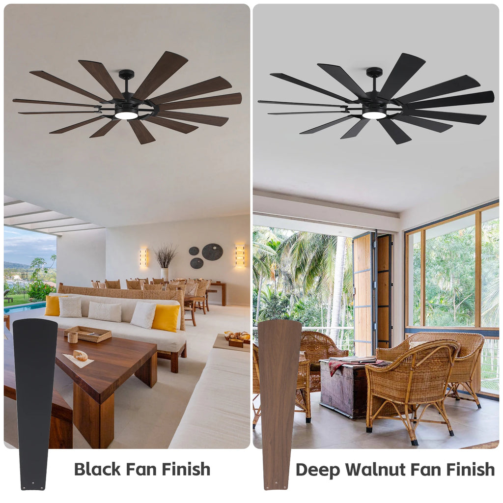 Industrial Ceiling Fan with Light & Remote Dual-finish Blades