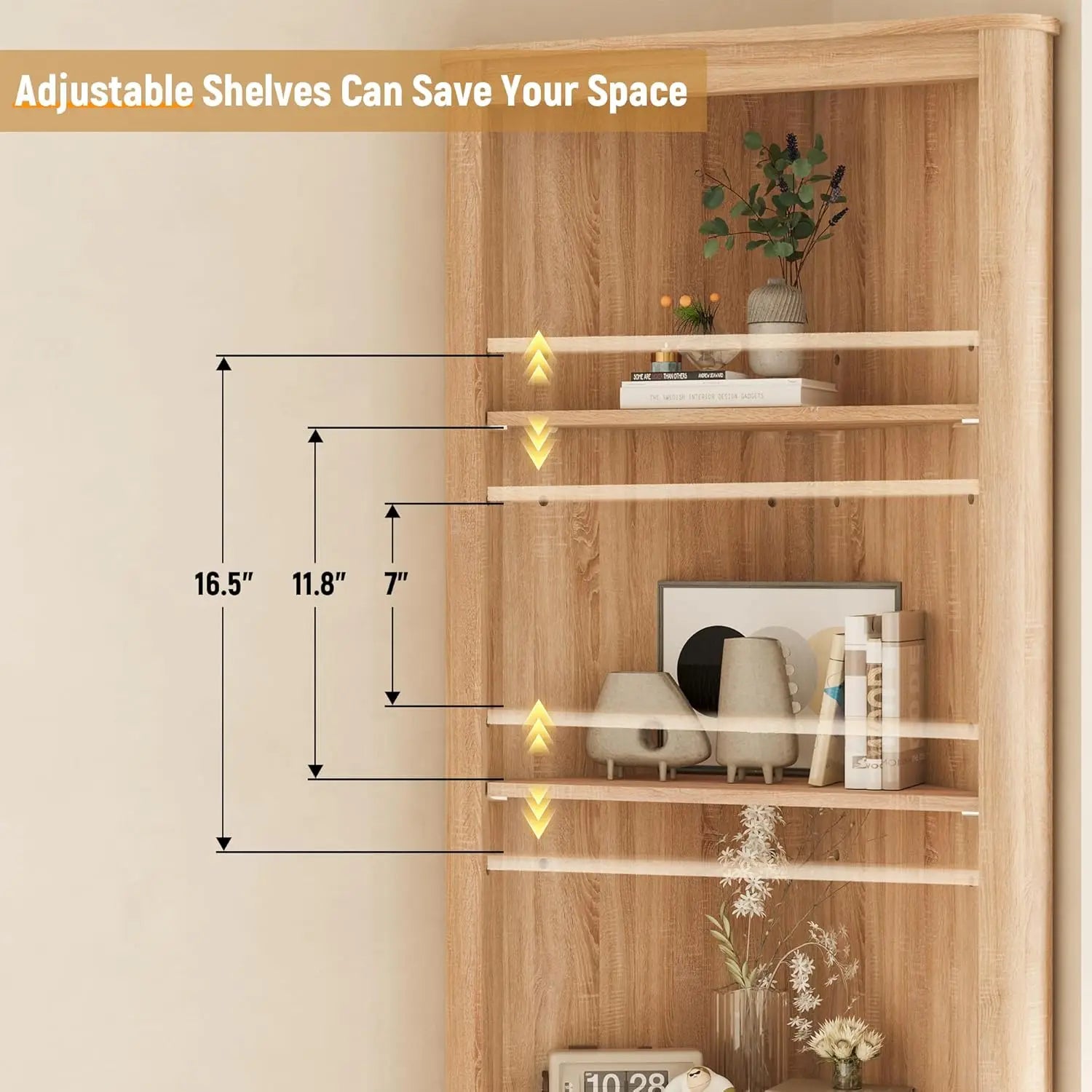 6-Tier Corner Shelf with Doors