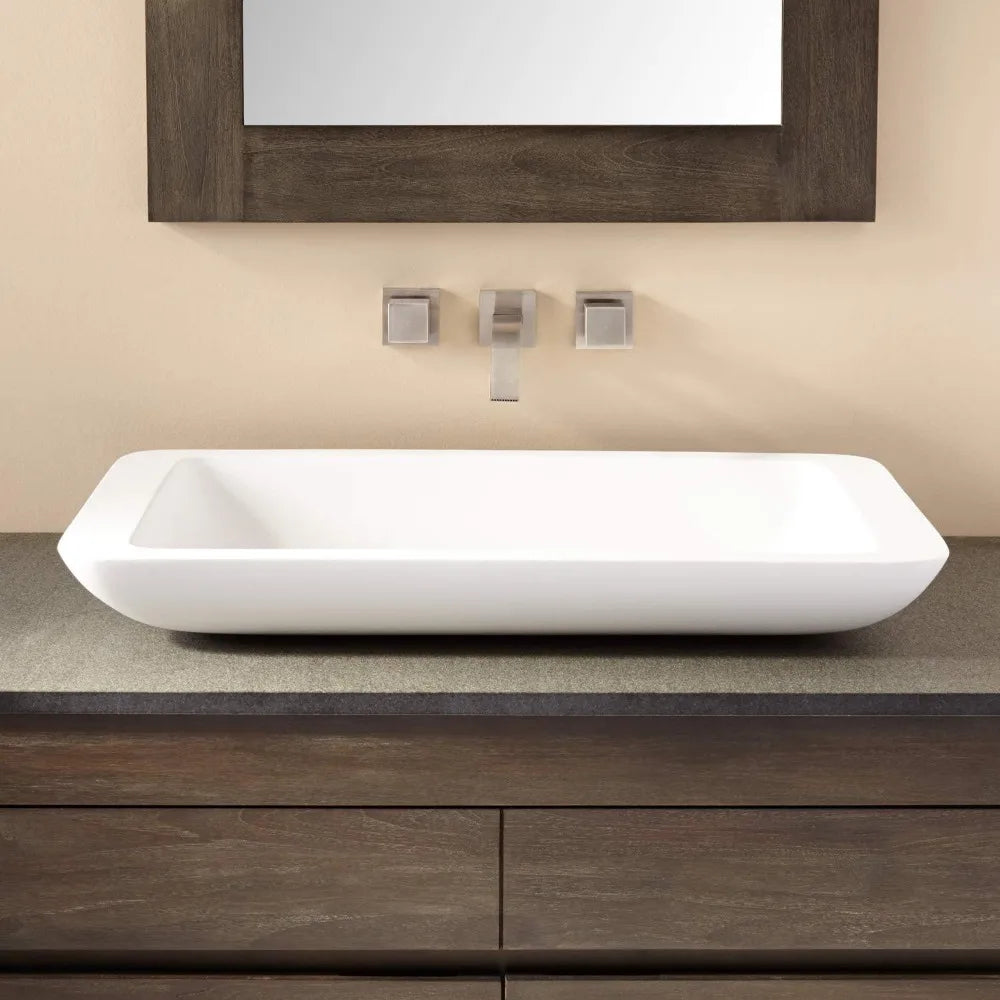 Resin Vessel Bathroom Sink - White