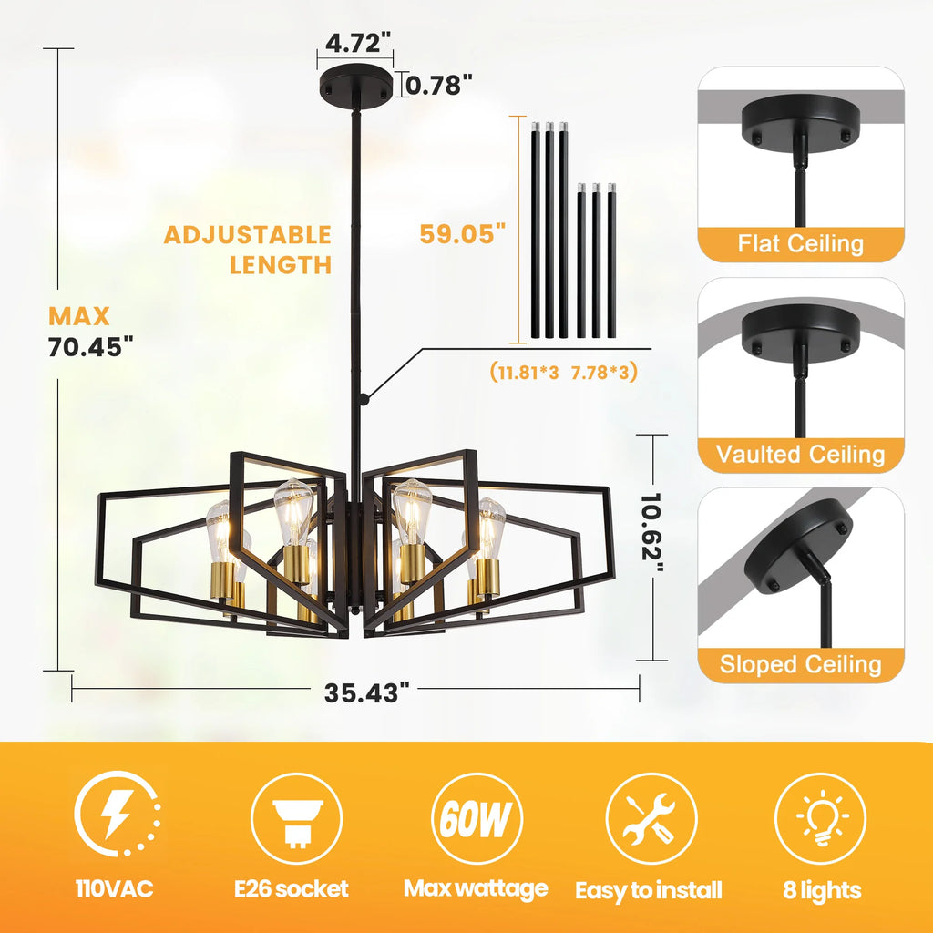 8-Light Geometric Chandelier