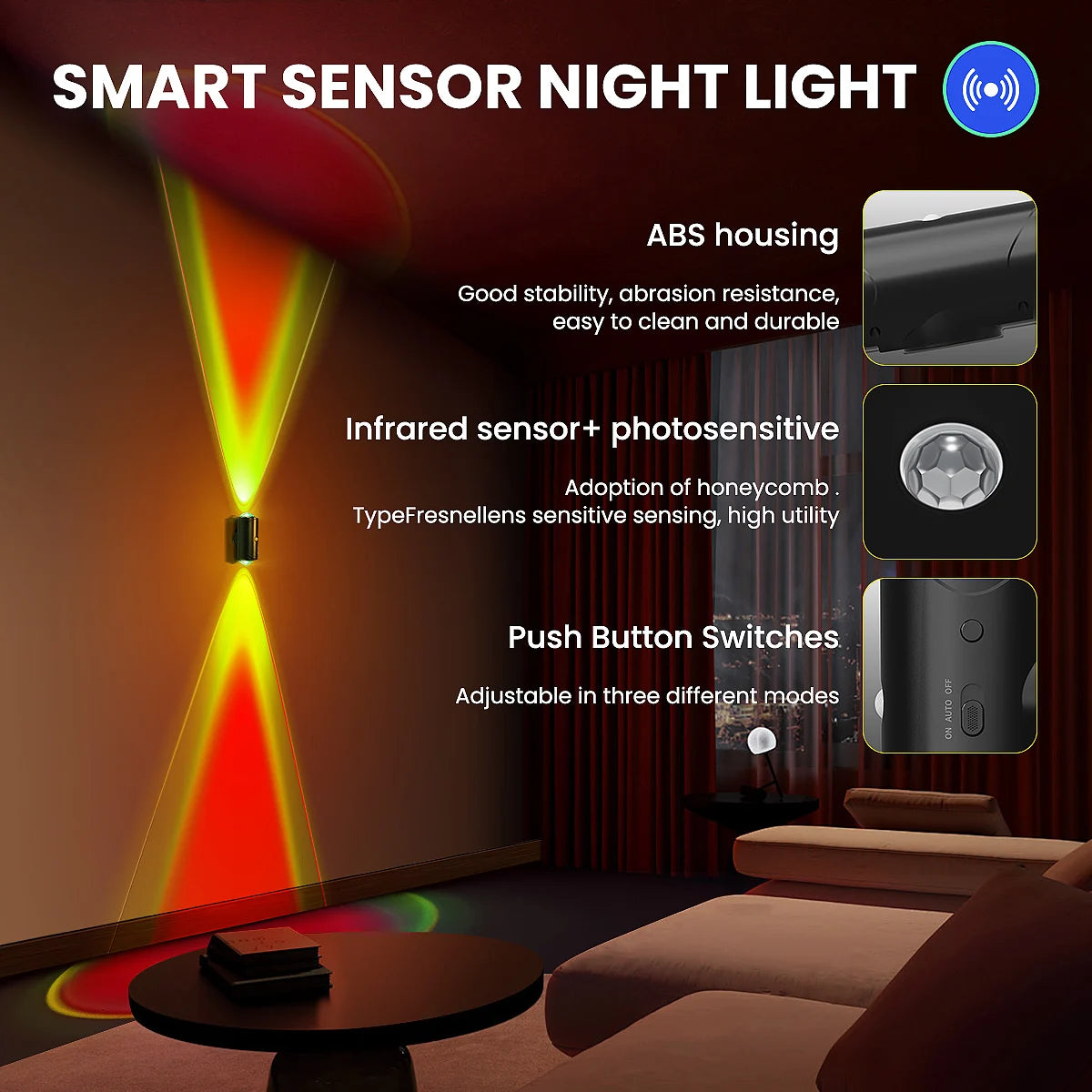 LED Motion Sensor Light Rechargeable Cordless Wall Lamps