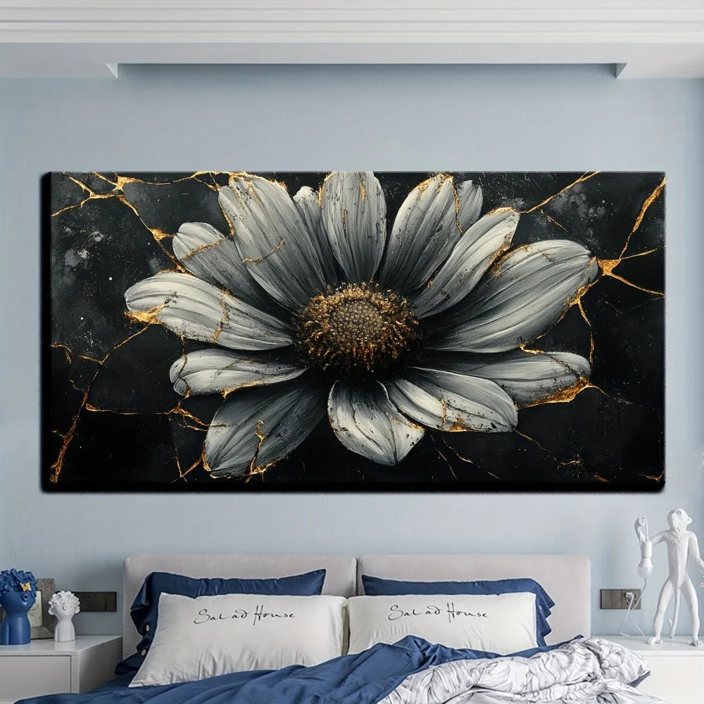 Gold abstract plant wall art