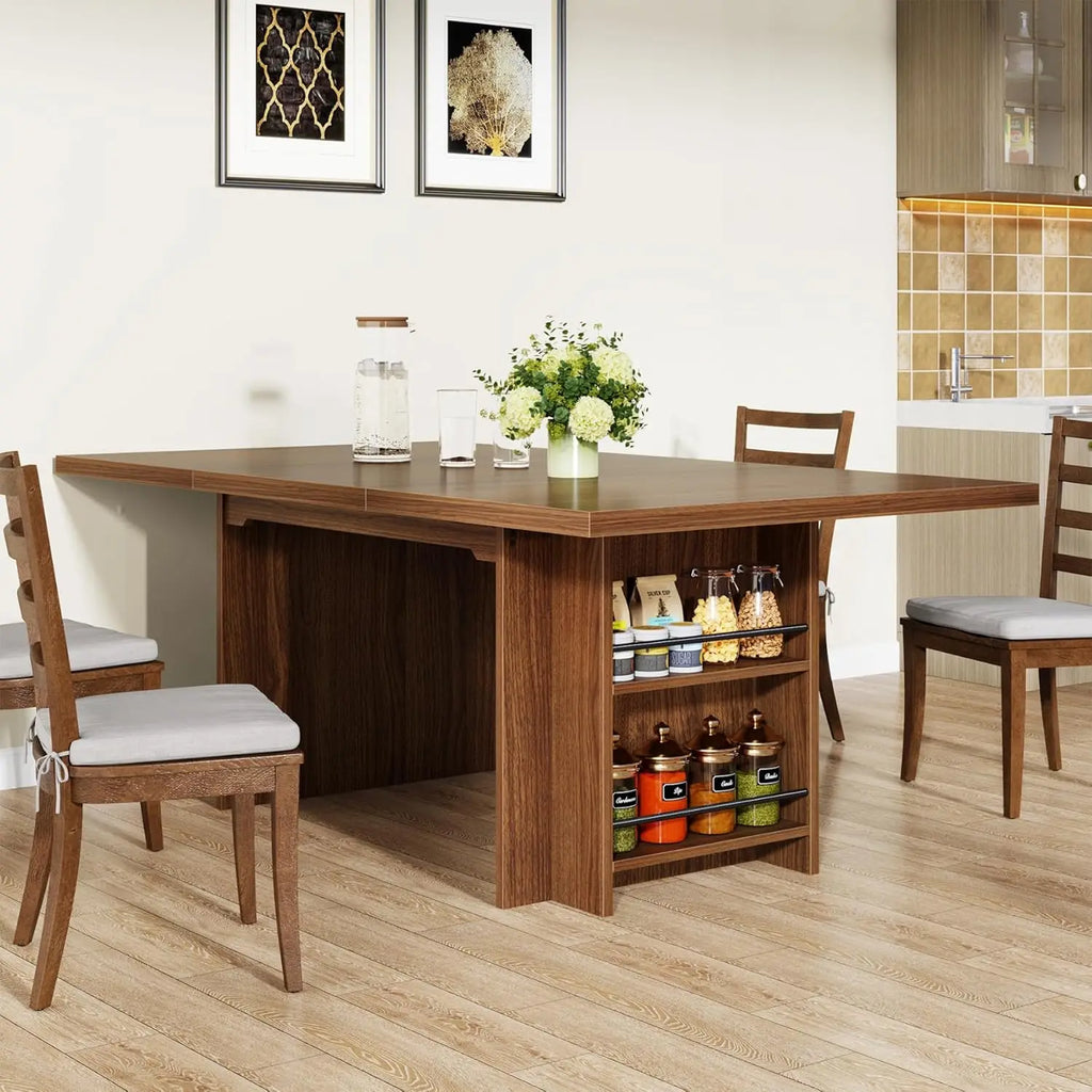 Dining Table for 6 to 8 Rectangular Kitchen Table with Storage
