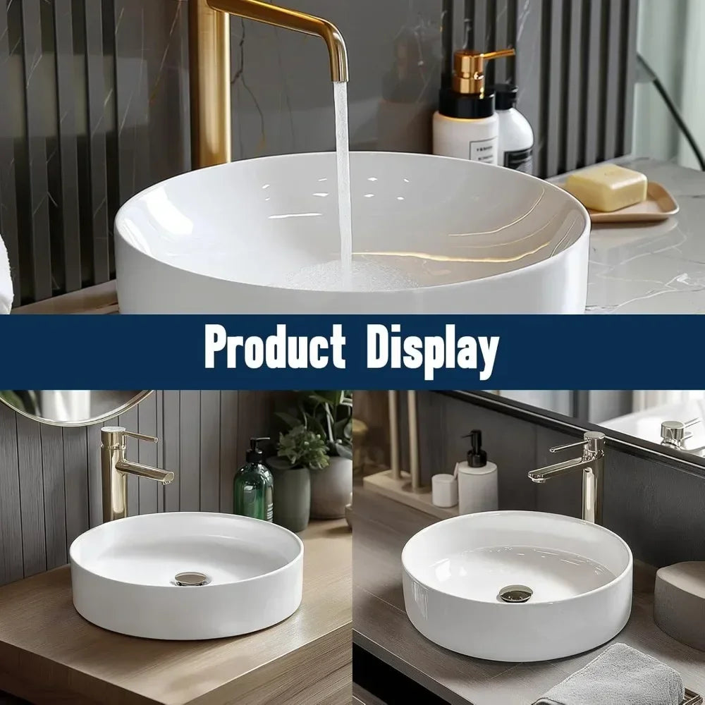 White Ceramic Round Countertop Sink  Sink/Without Faucet