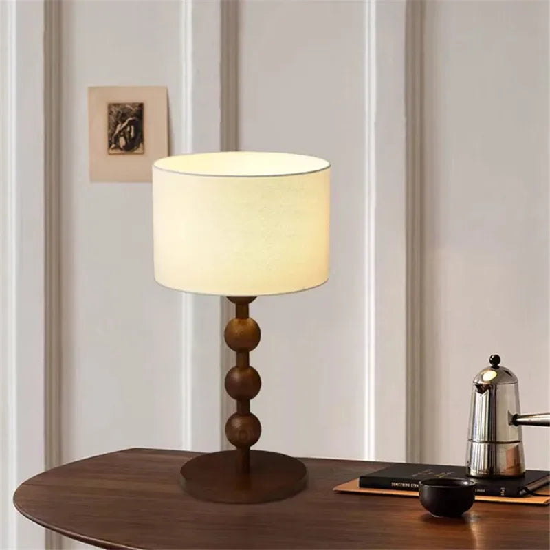 Vintage Floor Lamp Fabric and Wood Vertical Light