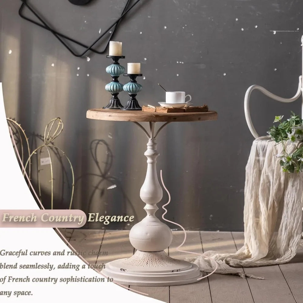Vintage-Style Round Living Room Side Table