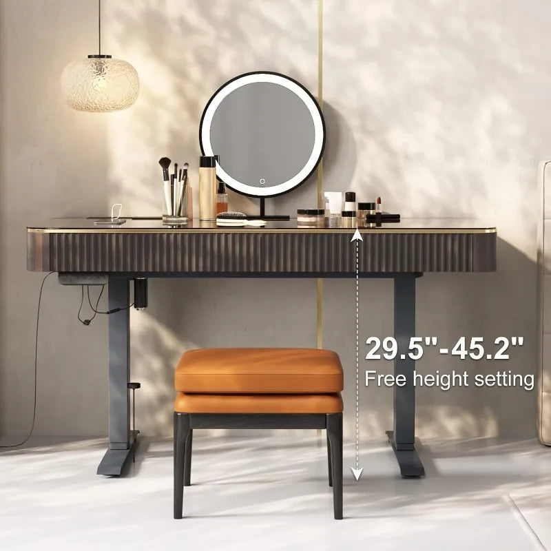 Vanity Table with Stool w/Electric Lift Vanity Desk