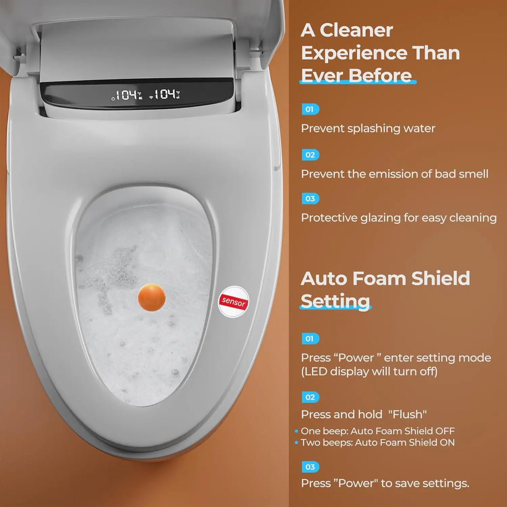 Foam Shield Smart Toilet with Bidet Built-in