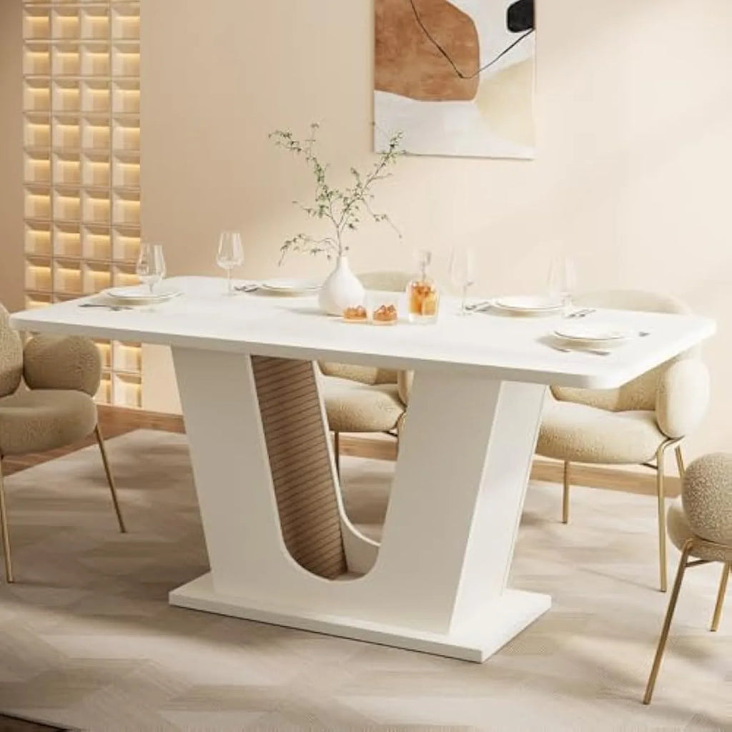 Dining Table for 4-6 People with U-Shaped Base